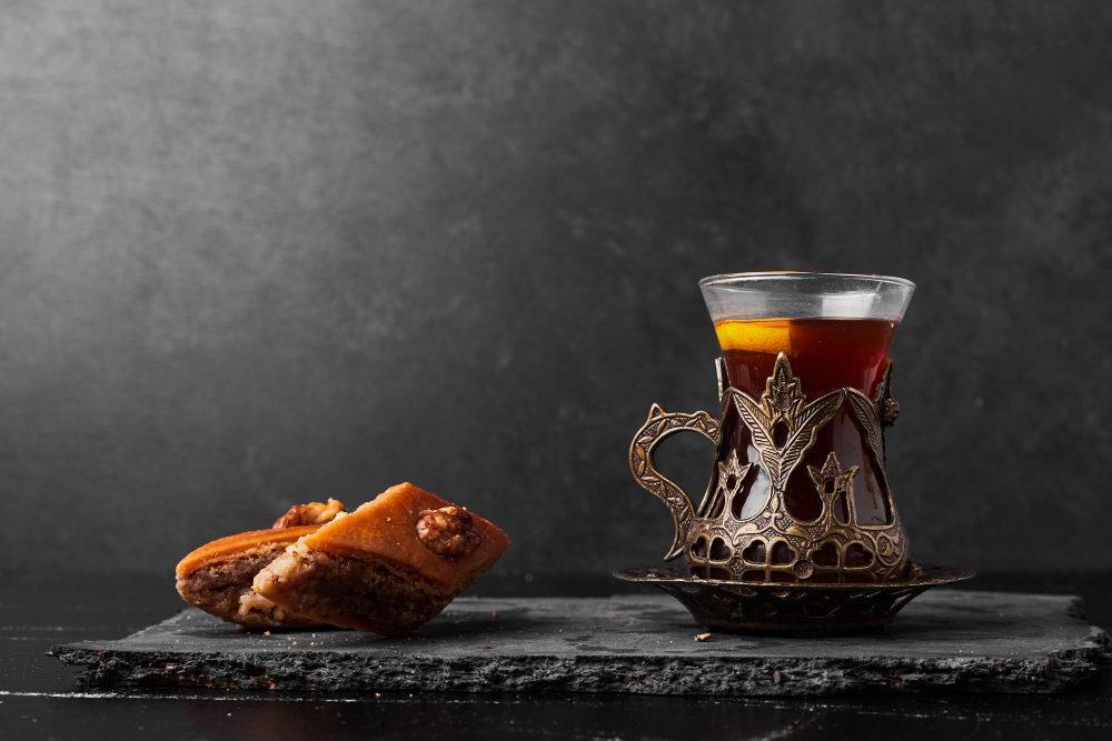 caucasian pakhlava with glass tea