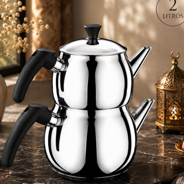 Tetera Turca Doble Acero Inoxidable 2 Litros